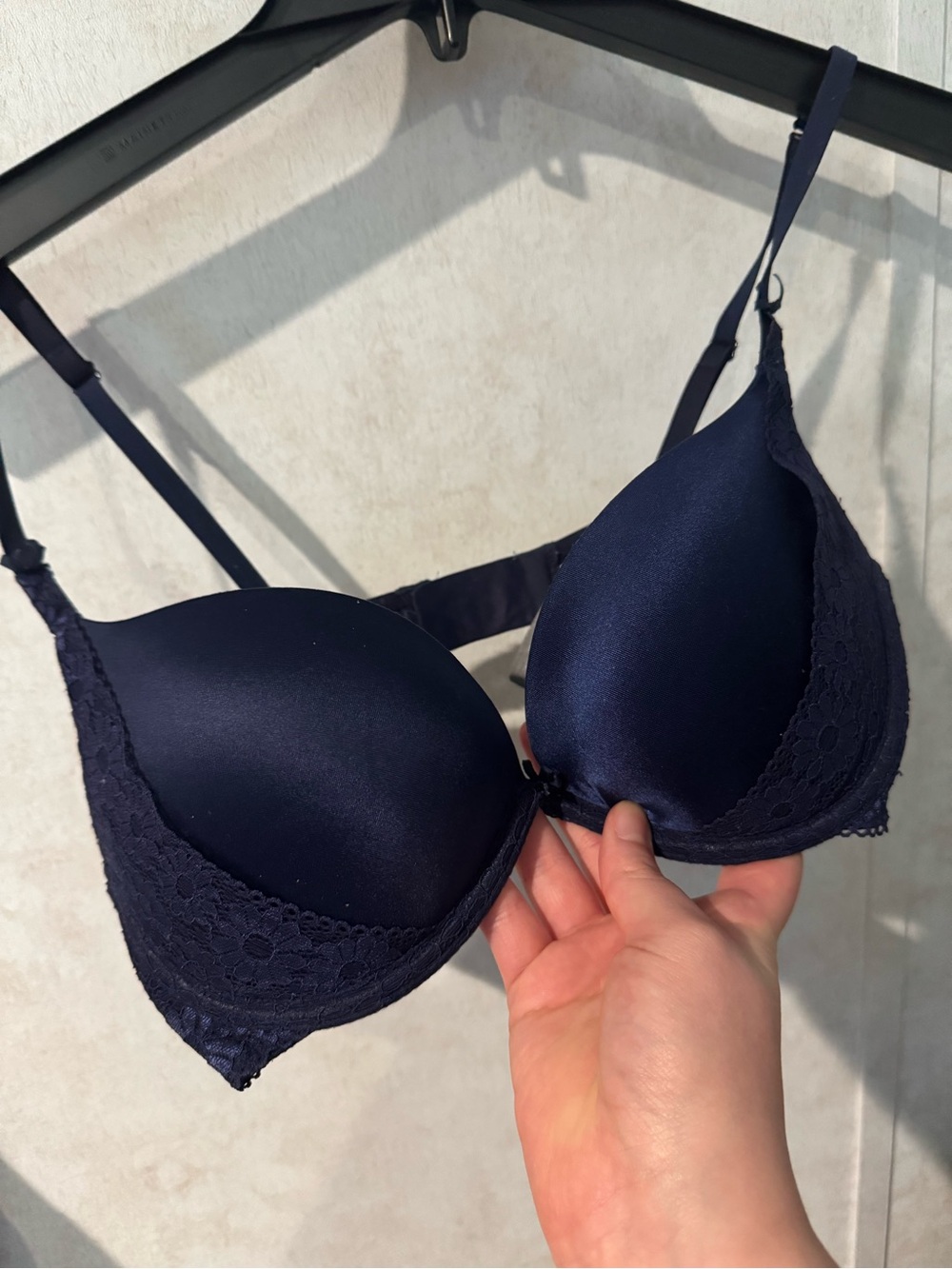 aerie Navy Lace-Trim Padded Bra